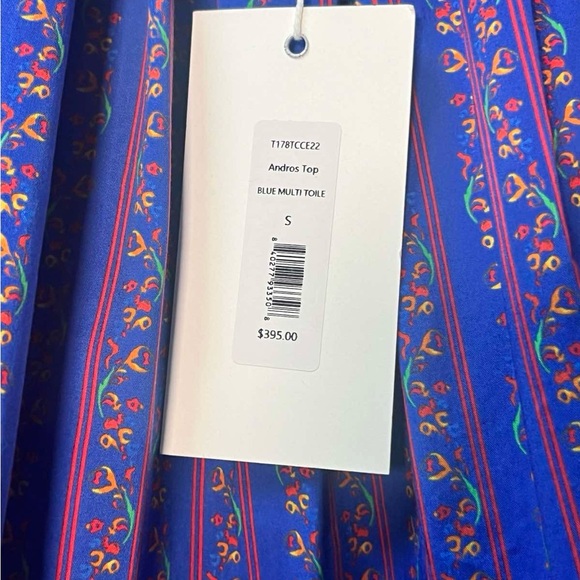 Caroline Constas Women's Blue and Pink Striped Top - Picture 6 of 10